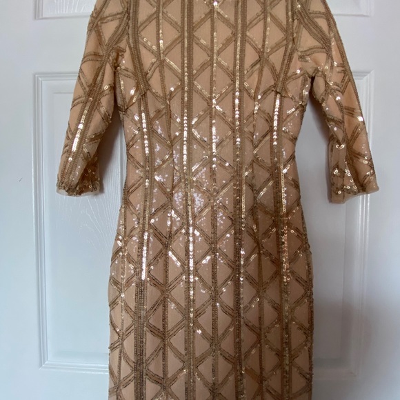 ASOS GOLD SEQUIN DRESS PETITE - Picture 5 of 9
